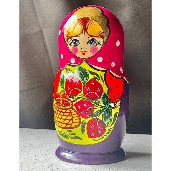 Hand-Painted Russian Matryoshka Nesting Dolls Set Of Five 6.5” tall Gift - Picture 15 of 15